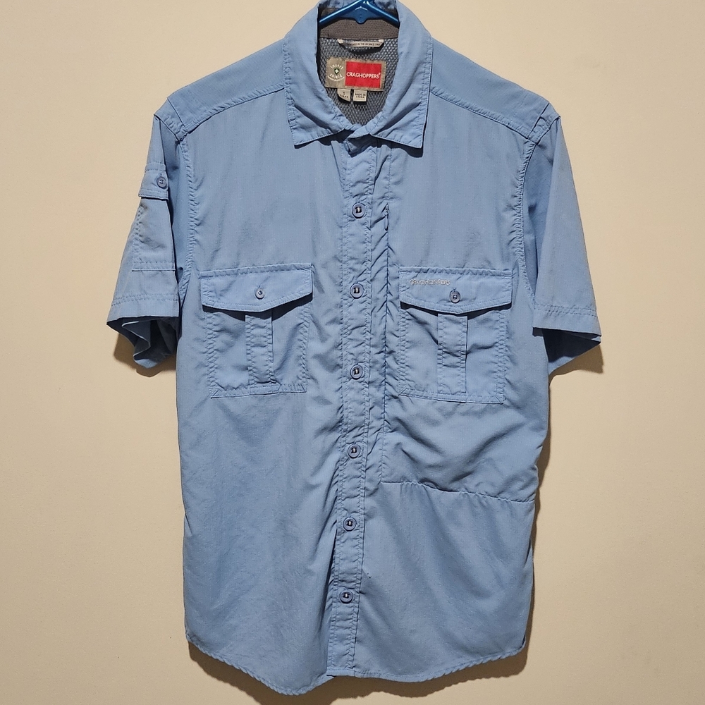 Craghoppers Insect Shield Adventure Short Sleeved Shirt - Light Blue - Small